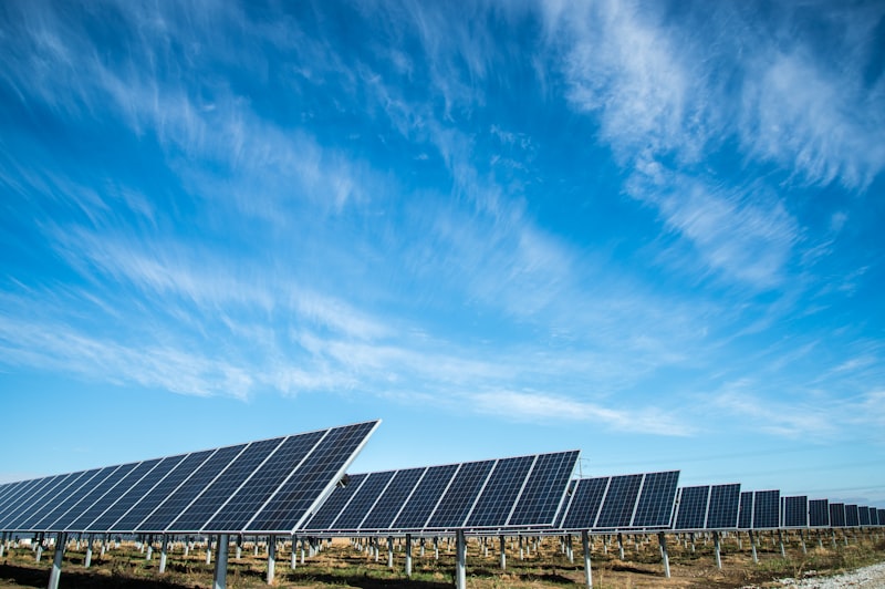 Solar engineer inspecting panels